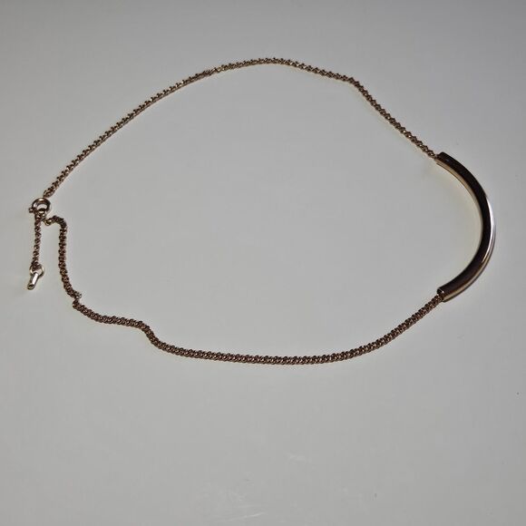 Fossil Rose Gold Tone Curved Tube Charm Pendant Necklace 16-17" - Picture 13 of 16